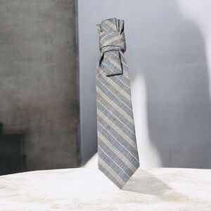 Chic Striped Gray and Blue Necktie Necklace! NO BROOCH NO NECKLACE